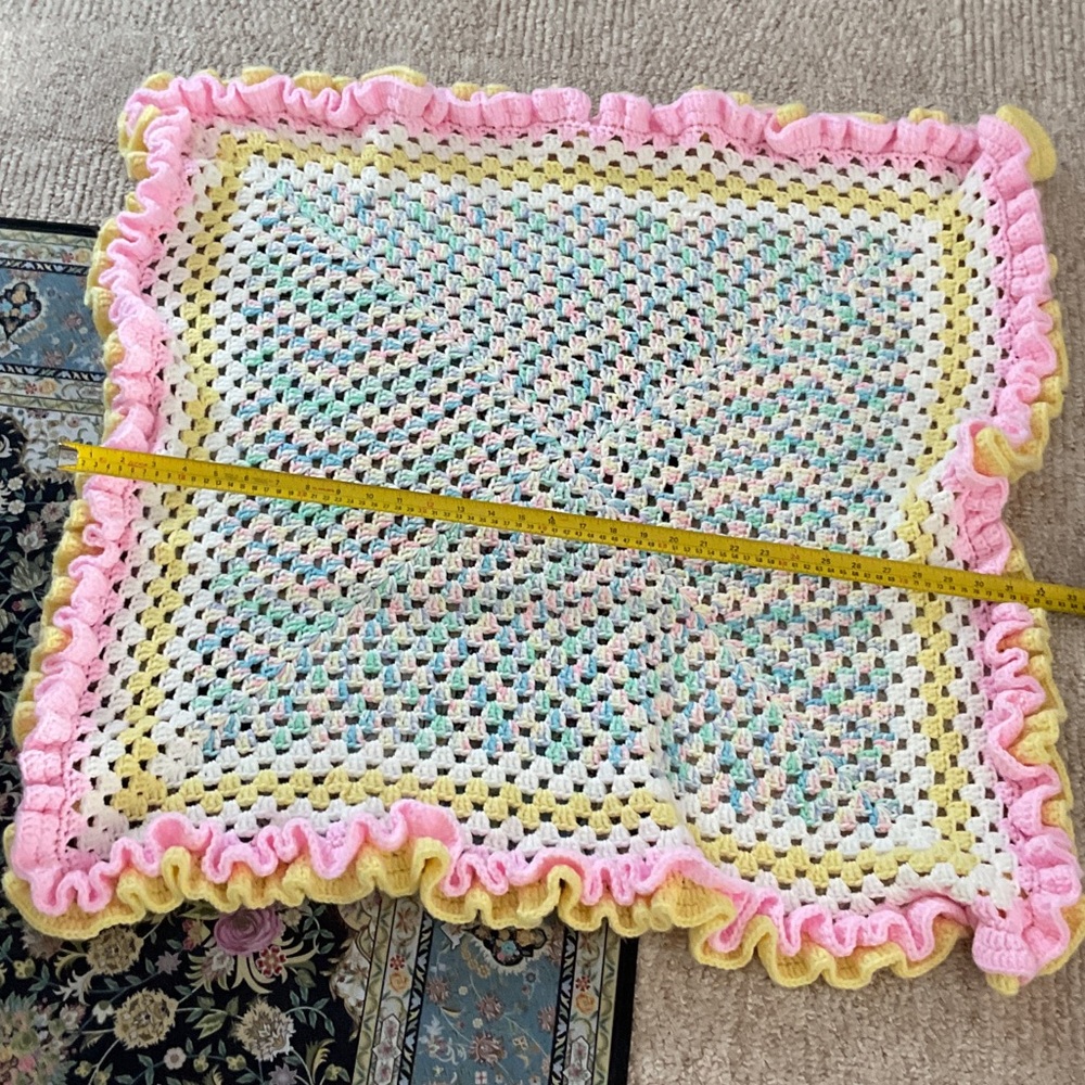 Hand crocheted vintage baby blanket